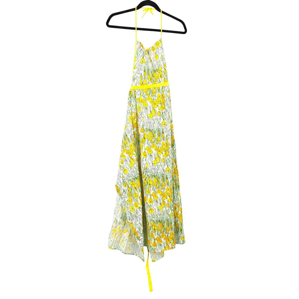 Vintage Vera Things to Cook In Apron Yellow Floral Halter Cotton Cottagecore